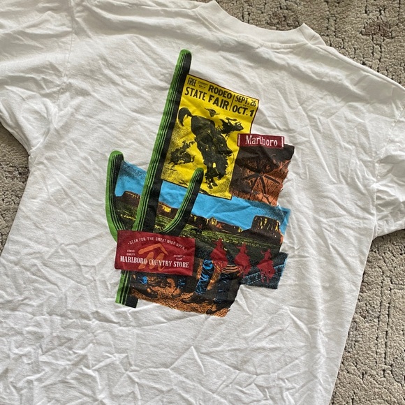 Marlboro White Tee with Cactus and Rodeo Graphic - Picture 1 of 5